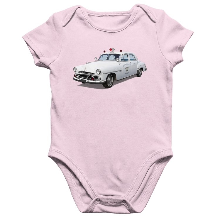 Body Bebê Algodão Sheriff Car - Rosa Bebê