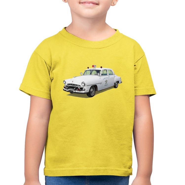 Camiseta Algodão Infantil Sheriff Car - Amarelo Canário