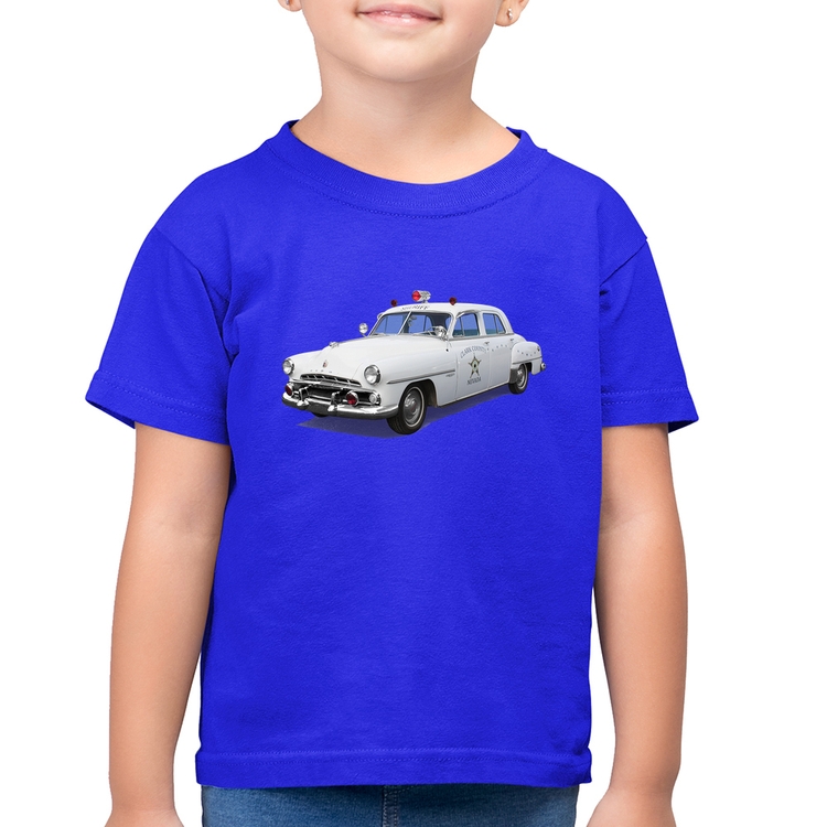 Camiseta Algodão Infantil Sheriff Car - Azul Royal