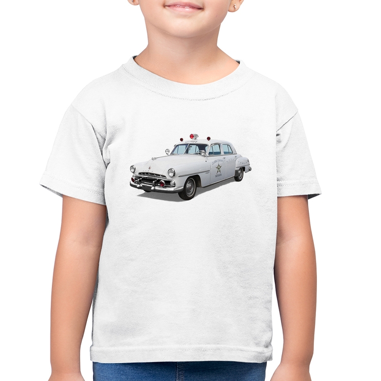 Camiseta Algodão Infantil Sheriff Car - Branca