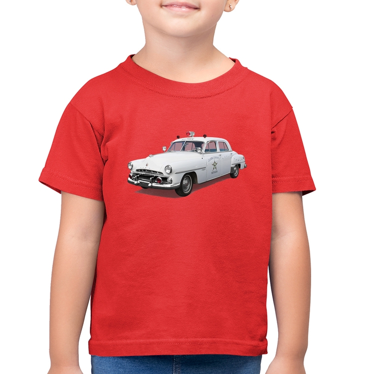Camiseta Algodão Infantil Sheriff Car - Vermelha