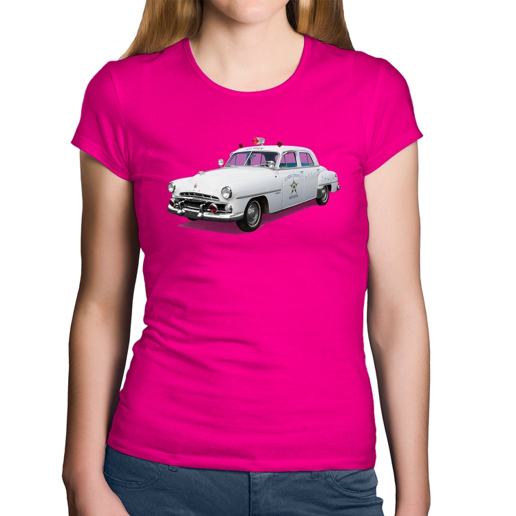 Baby Look Algodão Sheriff Car - Rosa