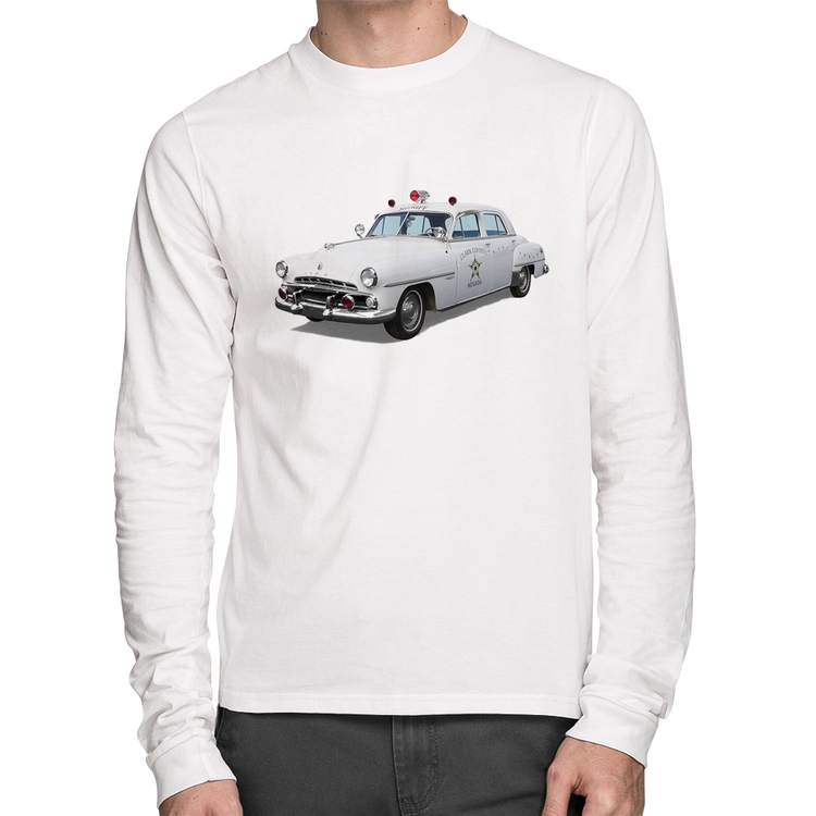 Camiseta Algodão Sheriff Car Manga Longa - Branca
