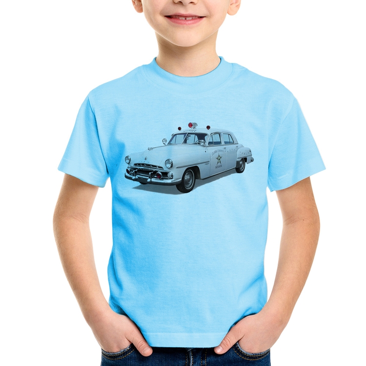 Camiseta Infantil Sheriff Car - Azul Bebê