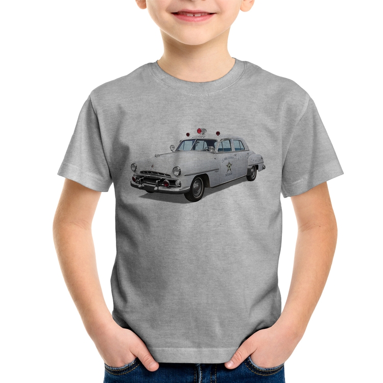 Camiseta Infantil Sheriff Car - Cinza