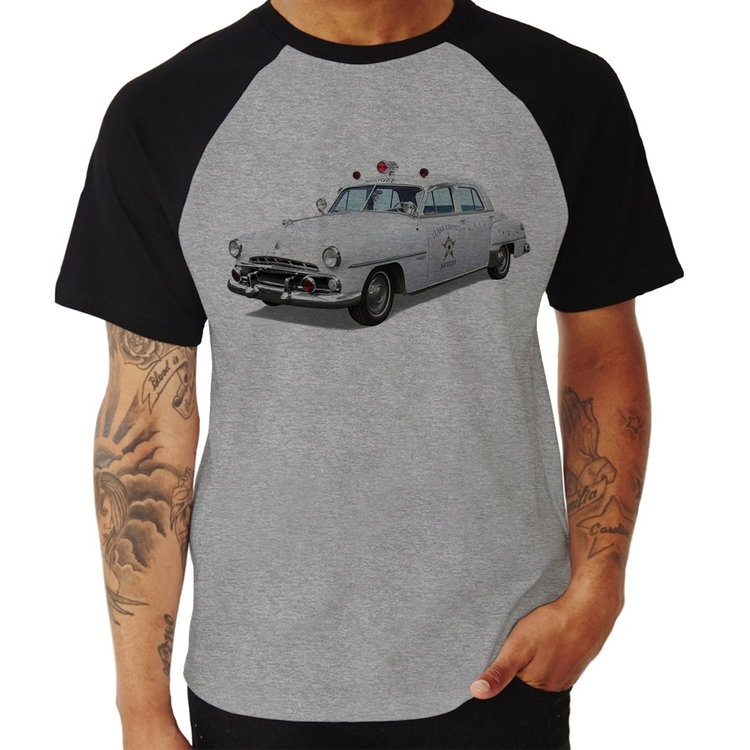 Camiseta Raglan Sheriff Car - Cinza/Preto