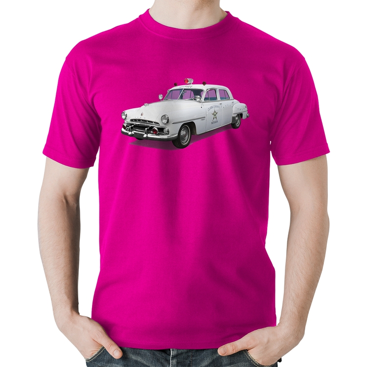 Camiseta Algodão Sheriff Car - Rosa