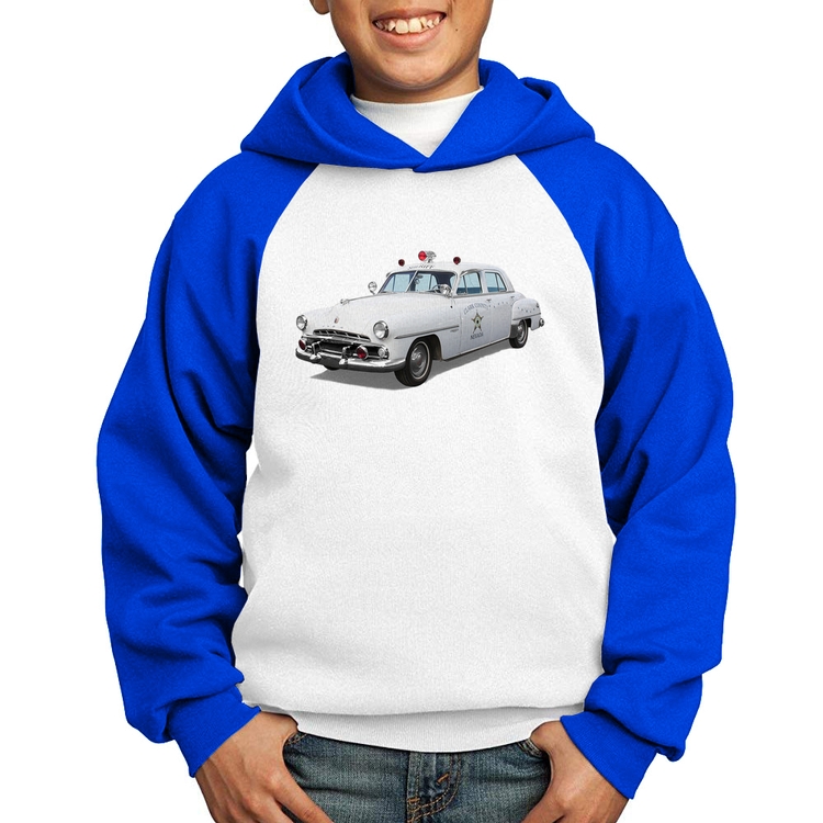 Moletom Infantil Sheriff Car - Branco/Azul