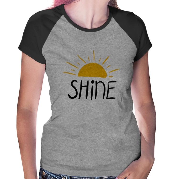 Baby Look Raglan Shine - Cinza/Preto