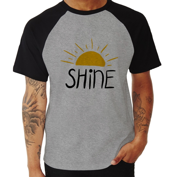 Camiseta Raglan Shine - Cinza/Preto