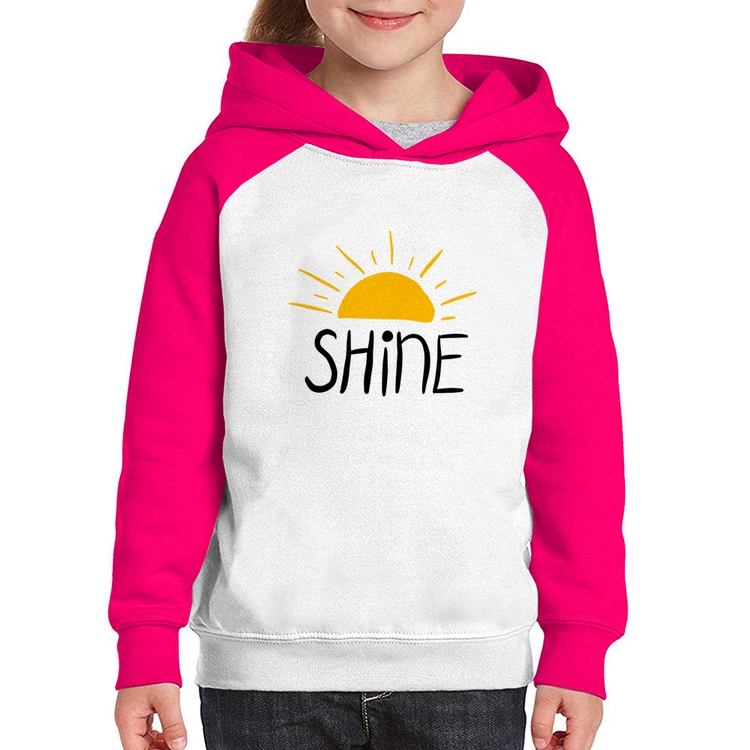 Moletom Infantil Shine - Branco/Rosa