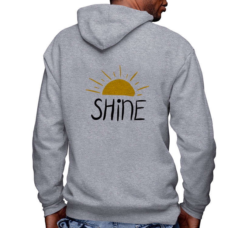 Blusa Moletom Shine Masculina com Capuz e Zíper - Mescla