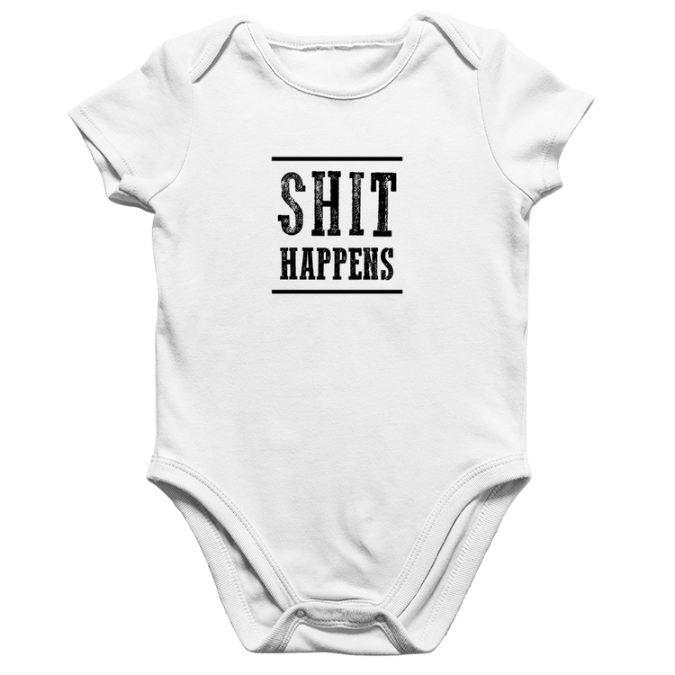 Body Bebê Algodão Shit Happens - Branco