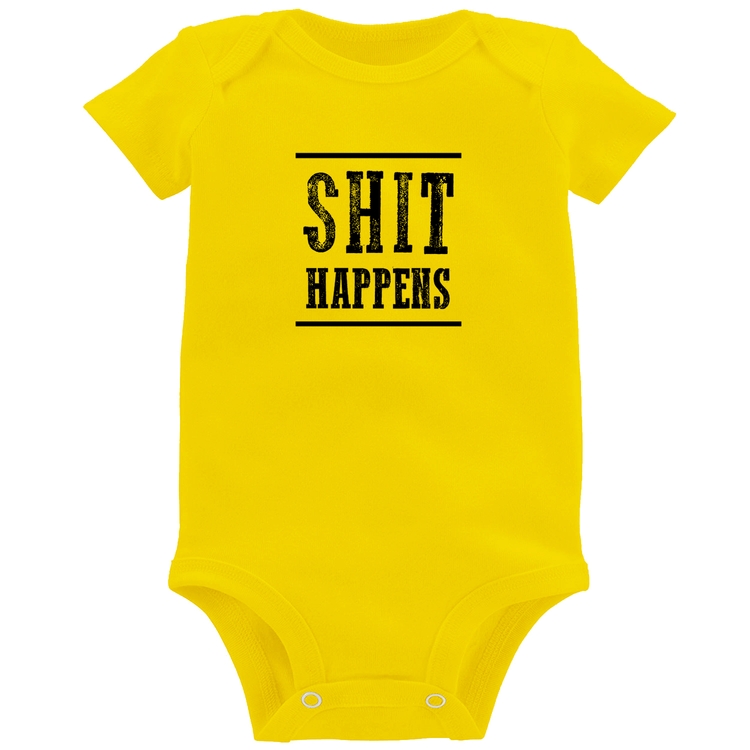 Body Bebê Shit Happens - Amarelo