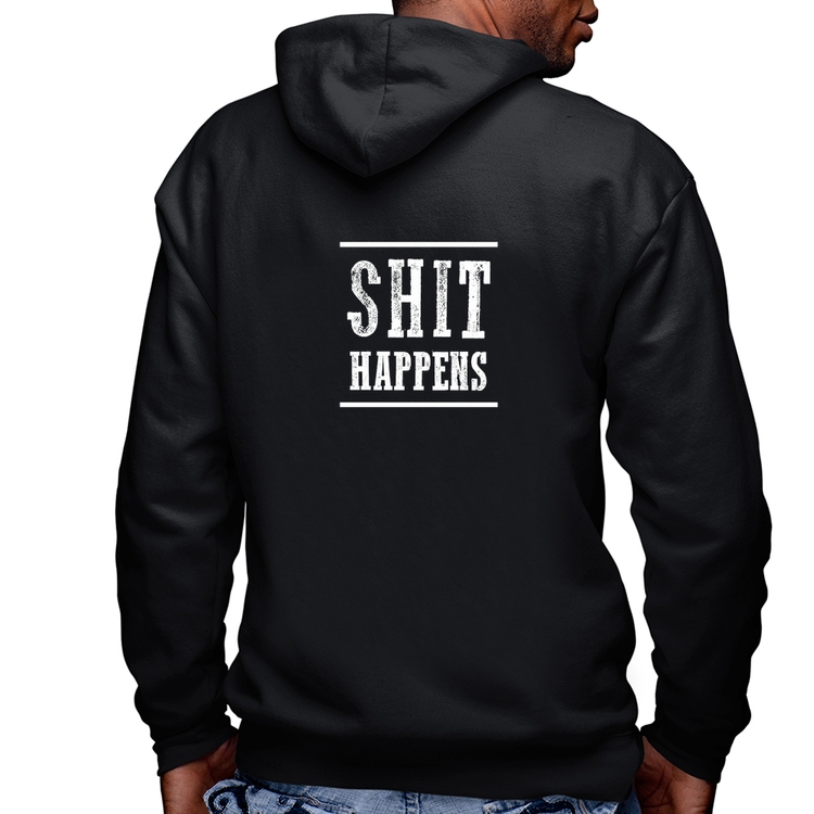Blusa Moletom Shit Happens Masculina com Capuz e Zíper