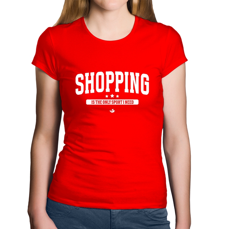 Baby Look Algodão Shopping is the only sport I need - Vermelha