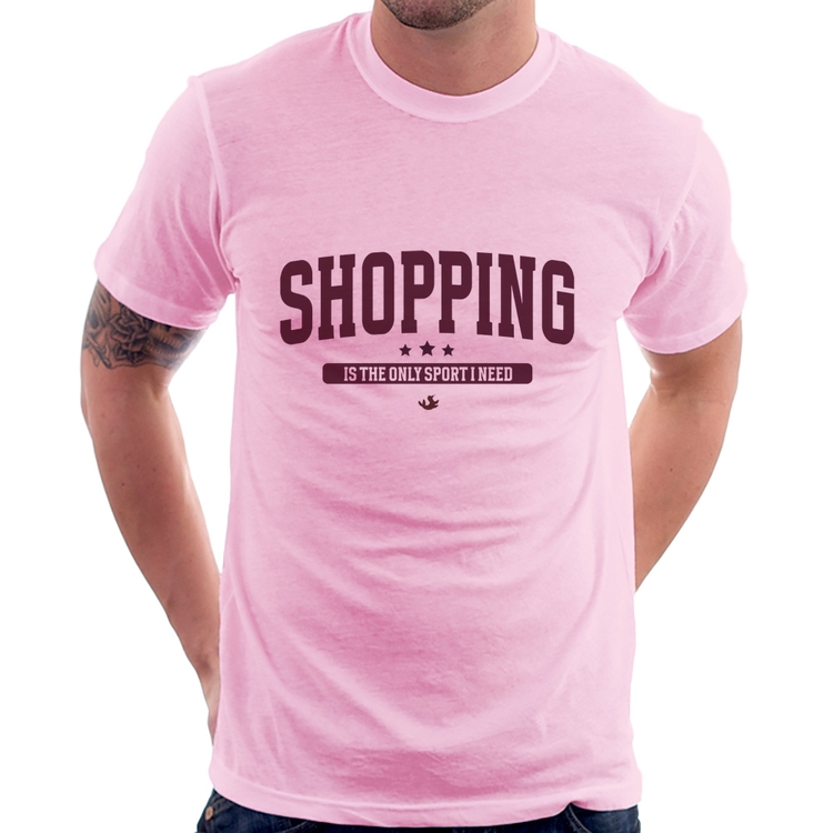 Camiseta Shopping is the only sport I need - Rosa Bebê