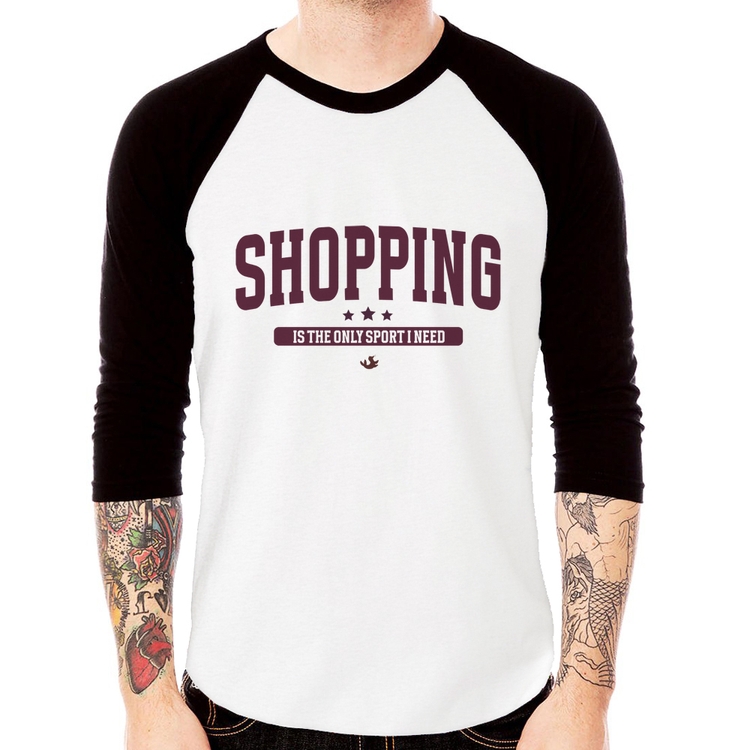 Camiseta Raglan Shopping is the only sport I need Manga 3/4