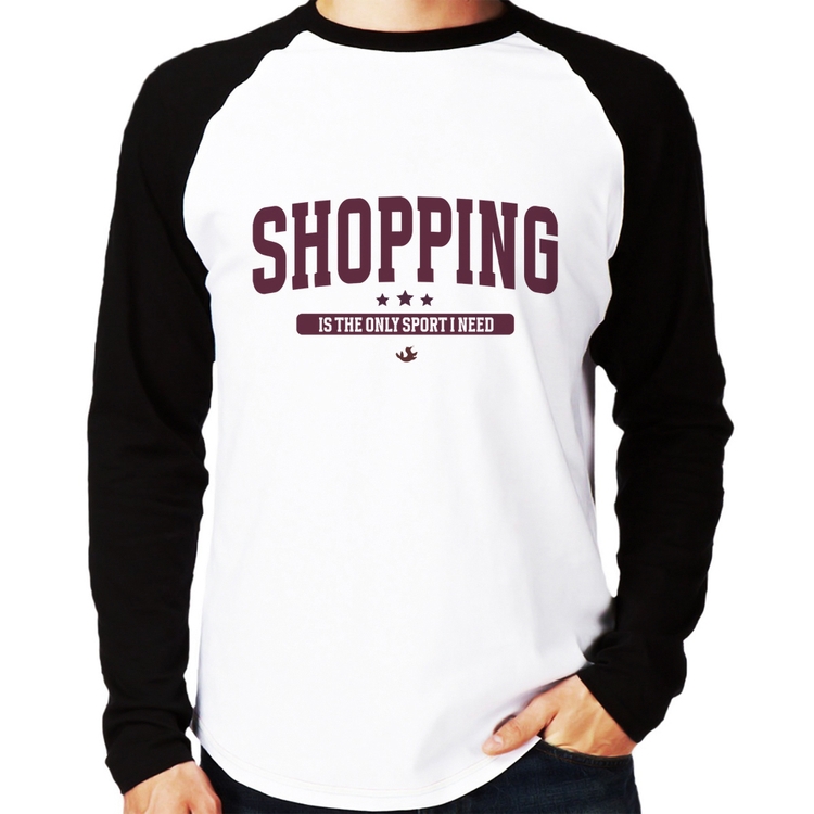 Camiseta Raglan Shopping is the only sport I need Manga Longa