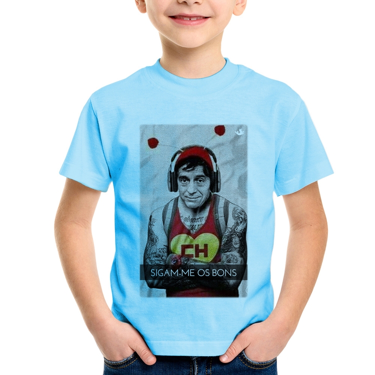 Camiseta Infantil Sigam-me os bons - Azul Bebê
