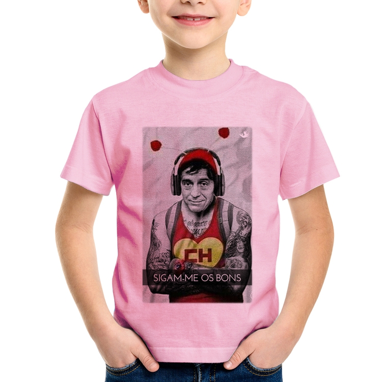 Camiseta Infantil Sigam-me os bons - Rosa Bebê