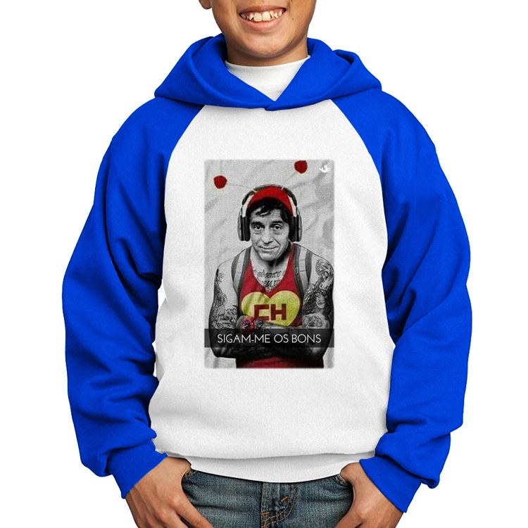 Moletom Infantil Sigam-me os bons - Branco/Azul