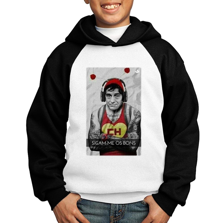 Moletom Infantil Sigam-me os bons - Branco/Preto