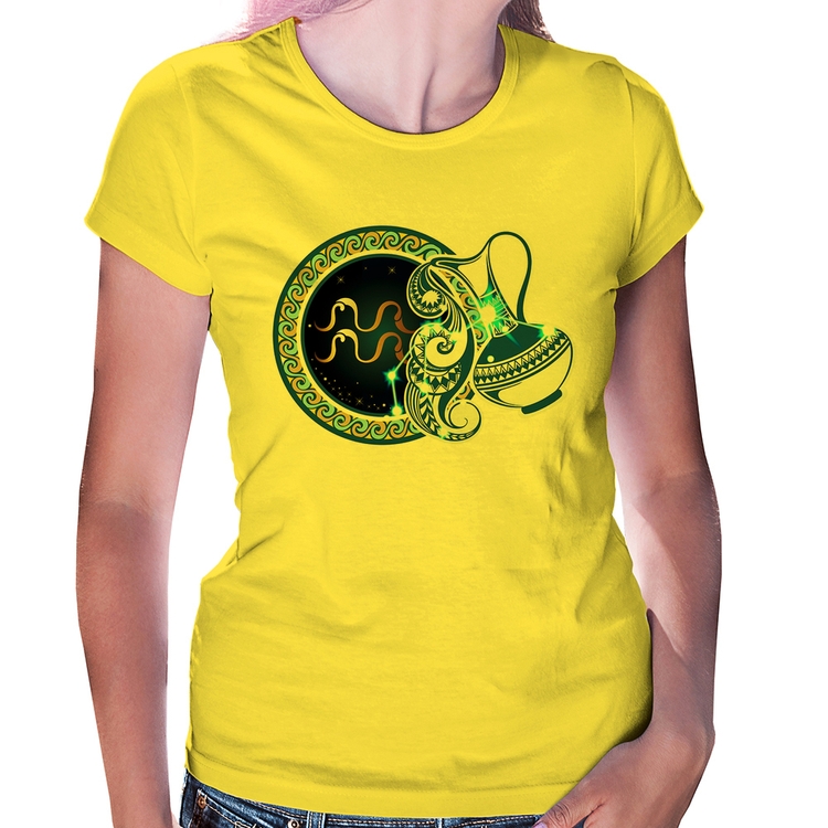 Baby Look Signo Aquário Astrologia - Amarela