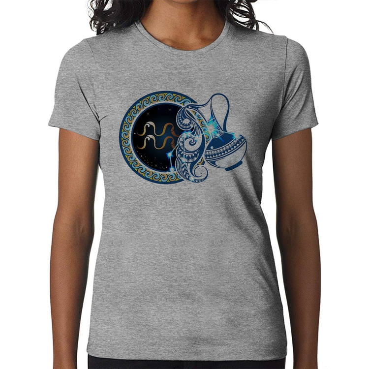 Baby Look Signo Aquário Astrologia - Cinza