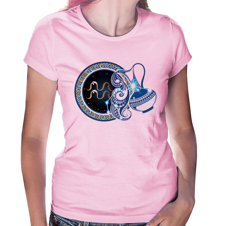 Baby Look Signo Aquário Astrologia - Rosa Bebê