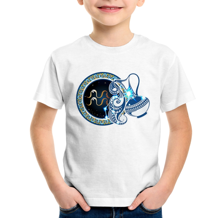 Camiseta Infantil Signo Aquário Astrologia