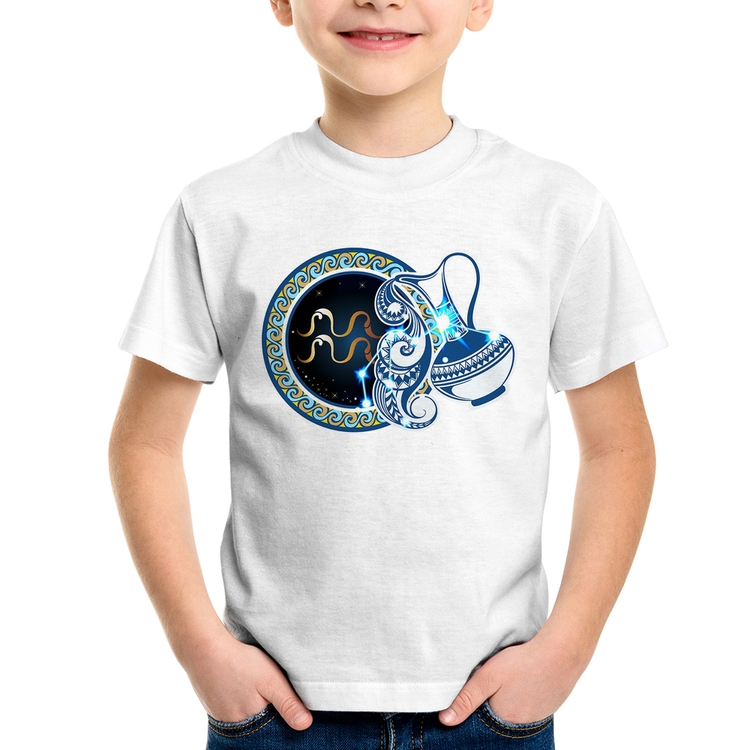 Camiseta Infantil Signo Aquário Astrologia