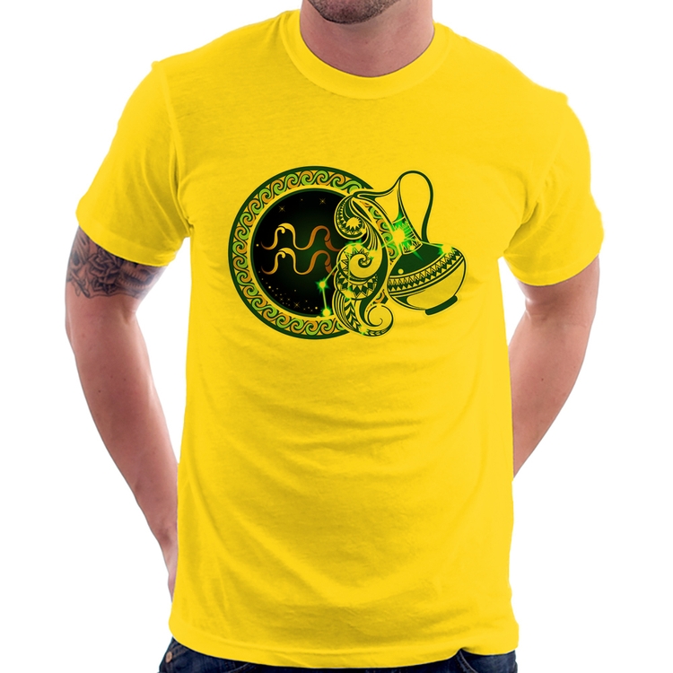 Camiseta Signo Aquário Astrologia - Amarela