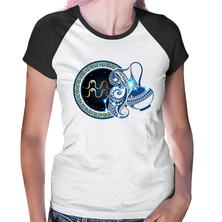 Baby Look Raglan Signo Aquário Astrologia