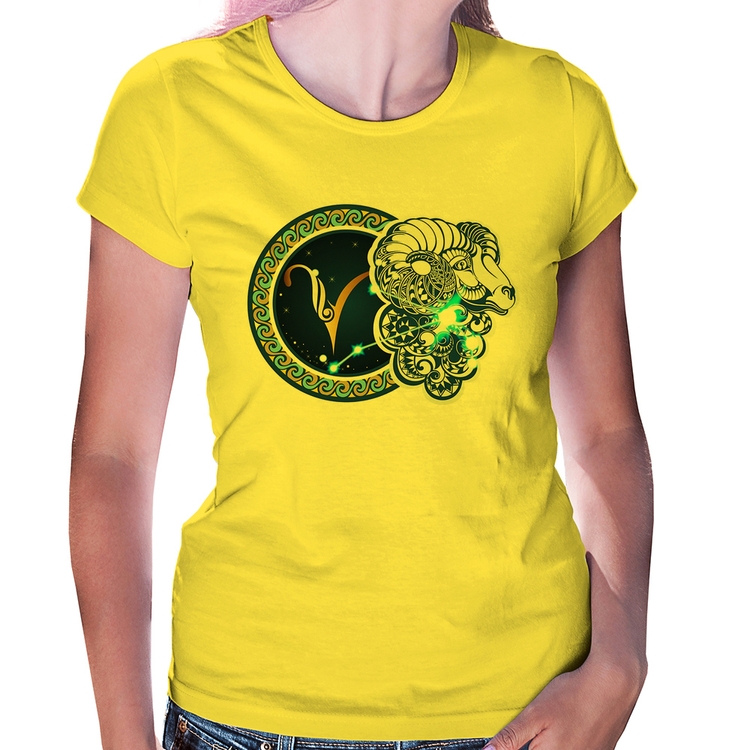 Baby Look Signo Áries Astrologia - Amarela