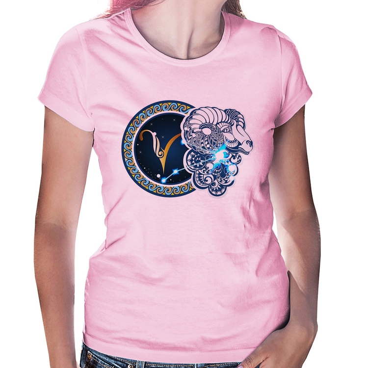 Baby Look Signo Áries Astrologia - Rosa Bebê