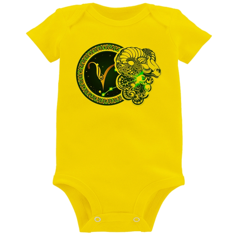 Body Bebê Signo Áries Astrologia - Amarelo