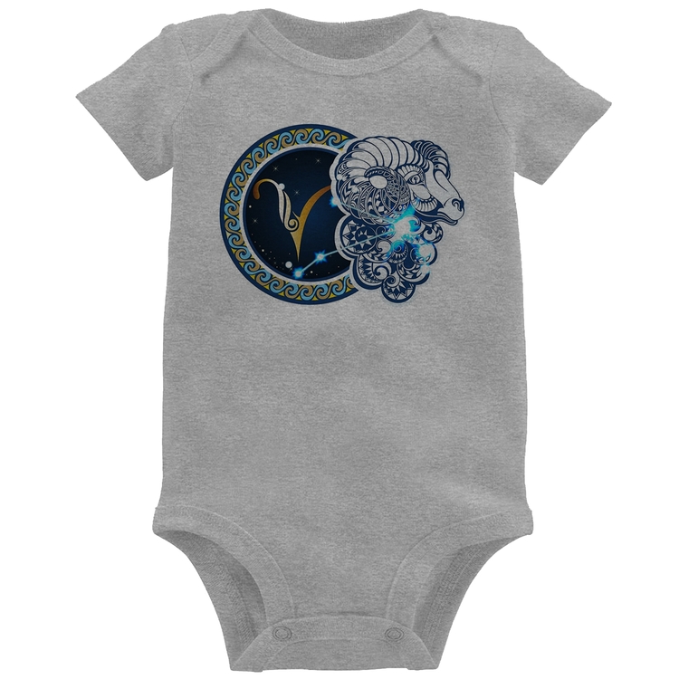 Body Bebê Signo Áries Astrologia - Cinza