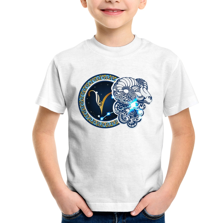 Camiseta Infantil Signo Áries Astrologia