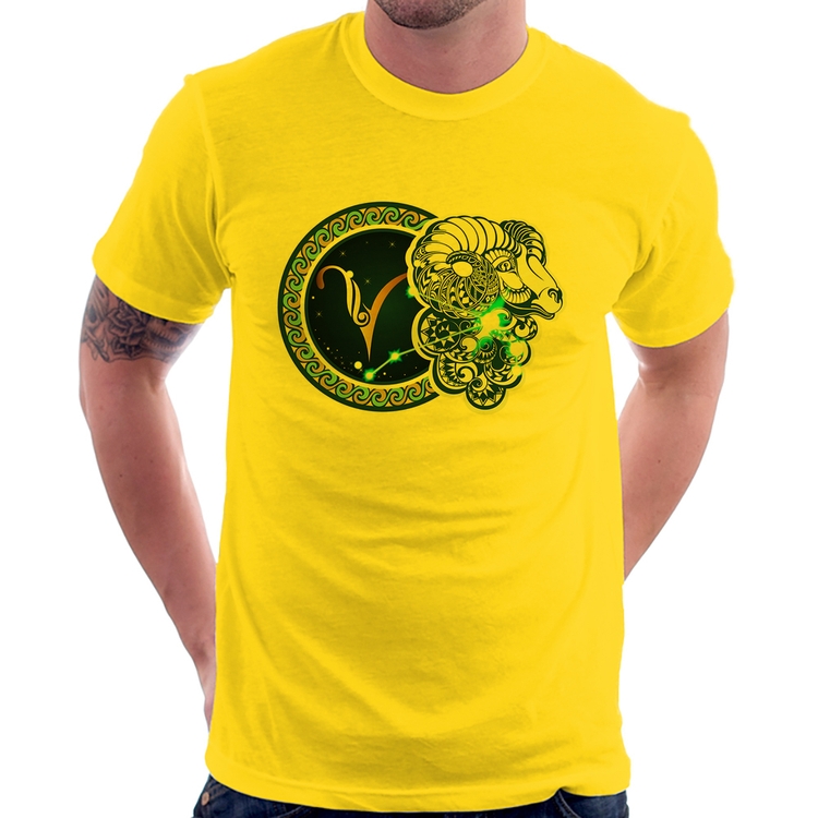 Camiseta Signo Áries Astrologia - Amarela