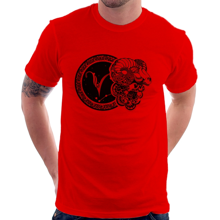 Camiseta Signo Áries Astrologia - Vermelha