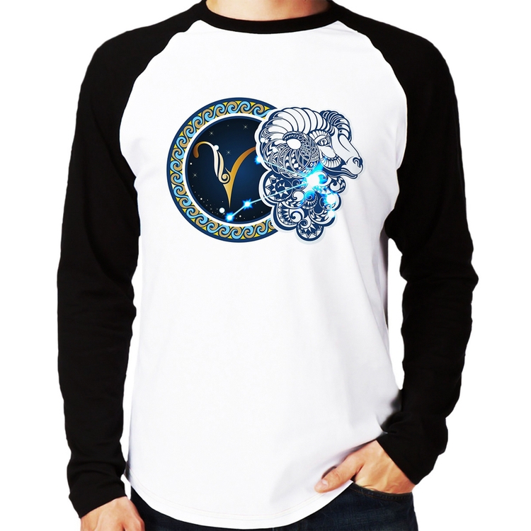 Camiseta Raglan Signo Áries Astrologia Manga Longa