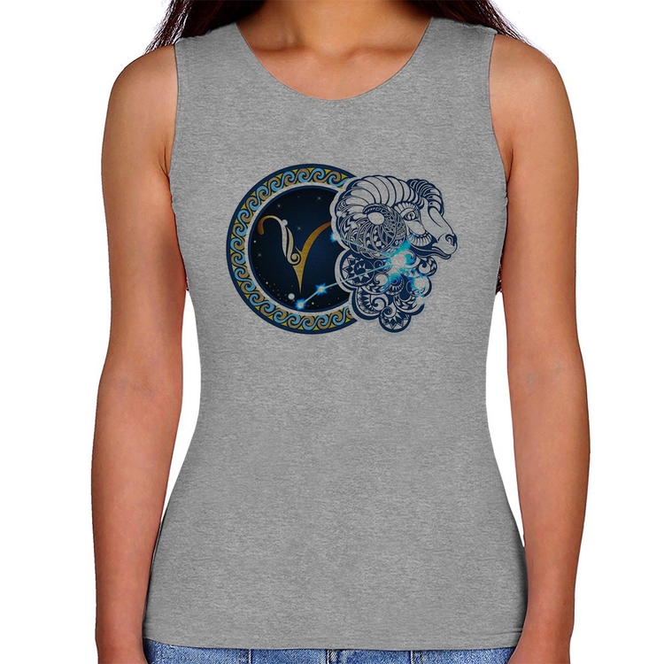 Regata Feminina Signo Áries Astrologia - Cinza