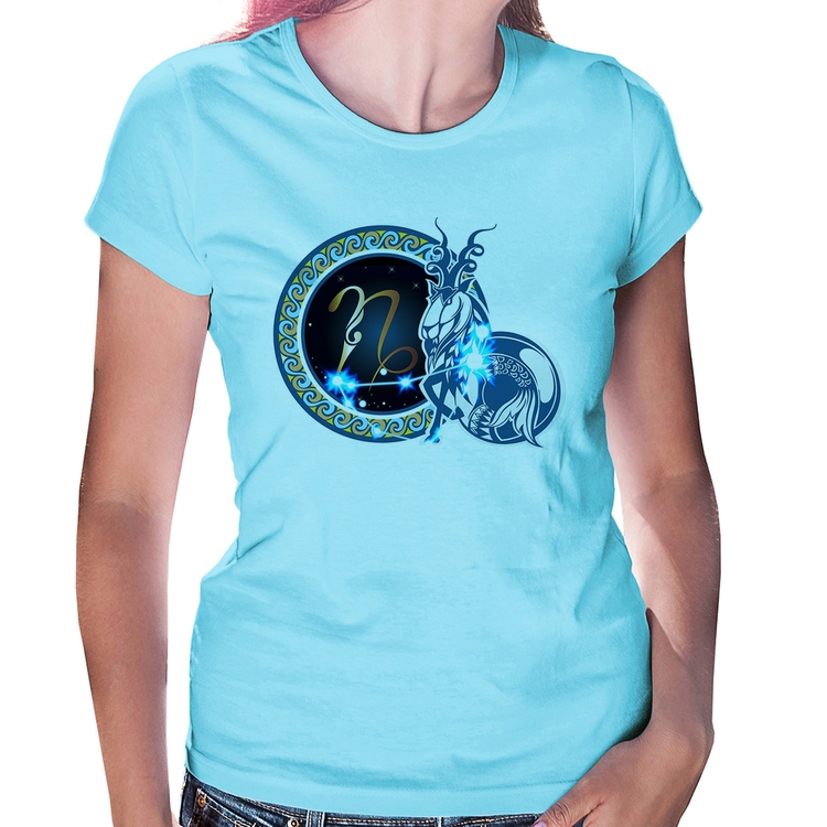 Baby Look Signo Capricórnio Astrologia - Azul Bebê