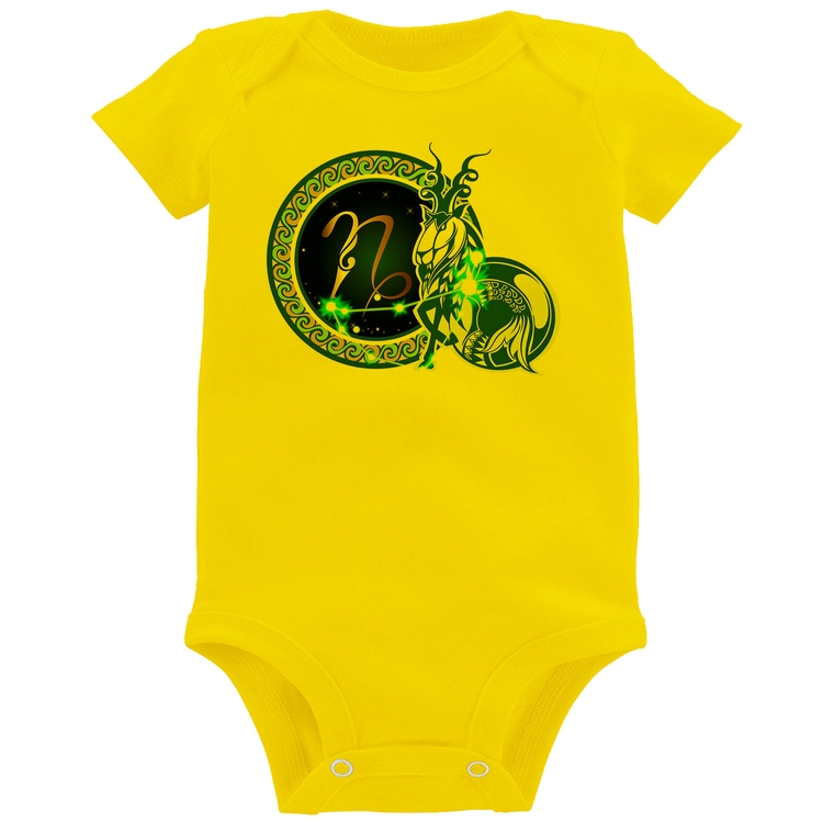 Body Bebê Signo Capricórnio Astrologia - Amarelo