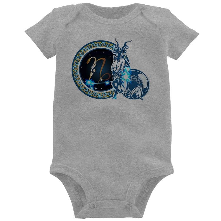 Body Bebê Signo Capricórnio Astrologia - Cinza