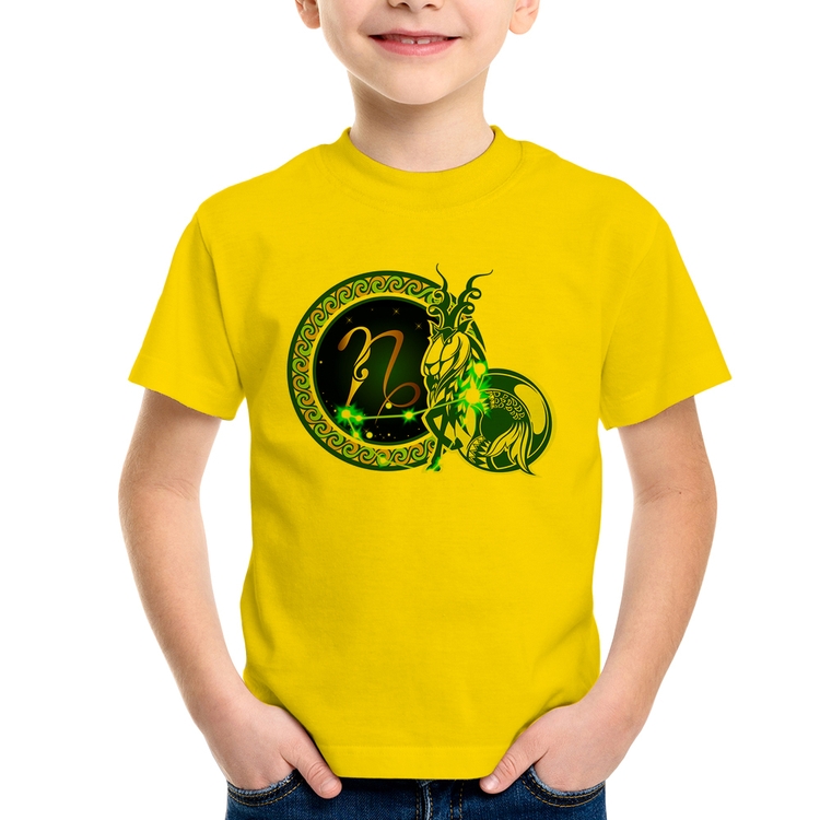Camiseta Infantil Signo Capricórnio Astrologia - Amarela