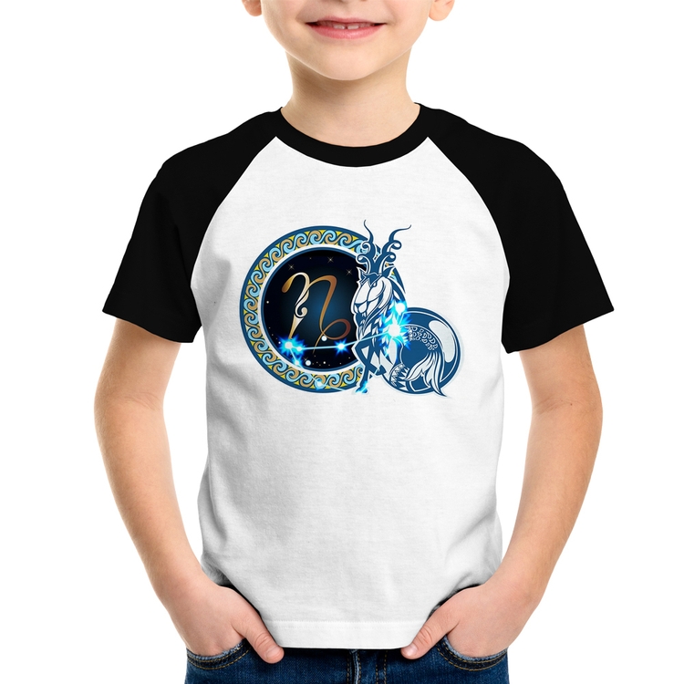Camiseta Raglan Infantil Signo Capricórnio Astrologia