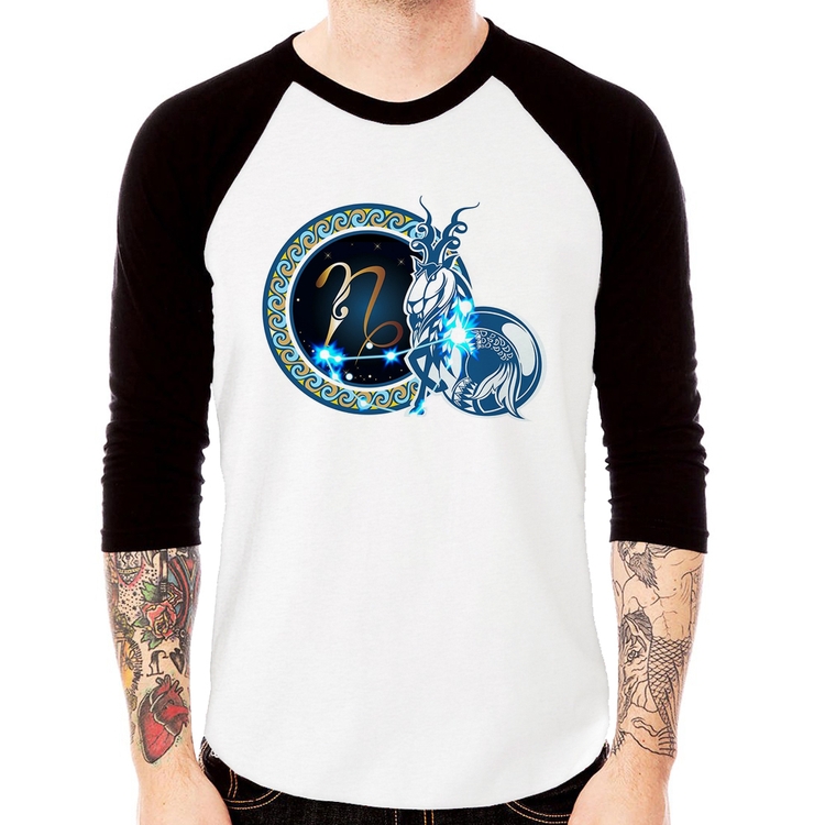Camiseta Raglan Signo Capricórnio Astrologia Manga 3/4