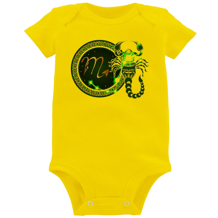 Body Bebê Signo Escorpião Astrologia - Amarelo